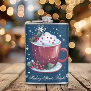Petaca Taza de Chocolate Caliente de Navidad Azul