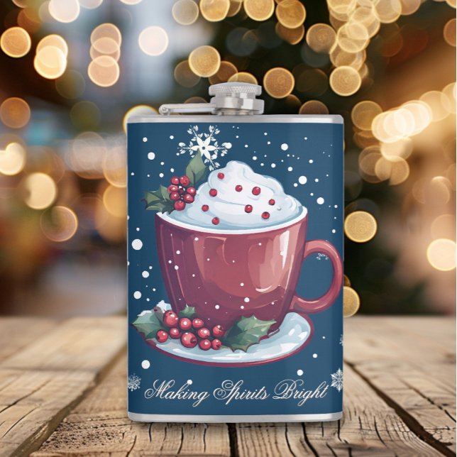 Petaca Taza de Chocolate Caliente de Navidad | Azul (Blue Christmas Cup of Hot Chocolate Flask)