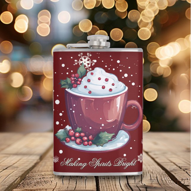 Petaca Taza de Chocolate Caliente de Navidad | Rojo (Red Christmas Cup of Hot Chocolate Flask)