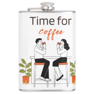 Petaca Taza de ilustración de pareja linda para el café, 