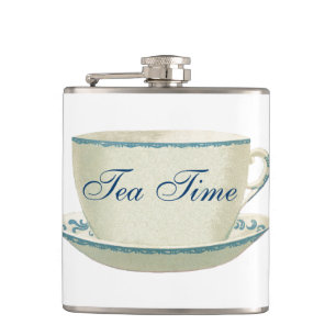 Petaca Taza de té azul del tiempo del té