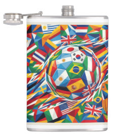 Petaca Taza de vidrio con bandera de naciones de la Copa 
