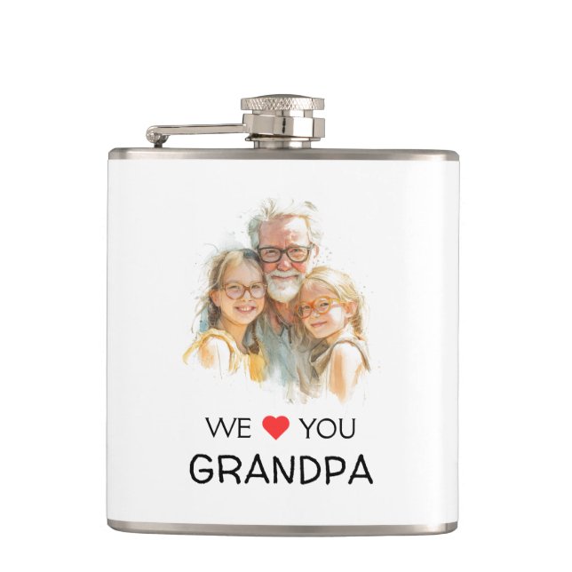 Petaca Te Amamos Abuelo Flask | Foto Personalizada (Anverso)