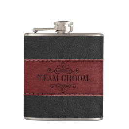 Petaca Team Groom Black & Red Leather