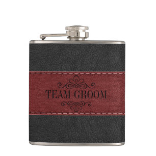 Petaca Team Groom Black & Red Leather
