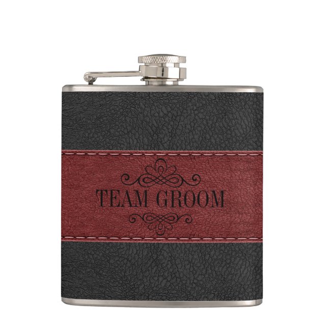 Petaca Team Groom Black & Red Leather (Anverso)