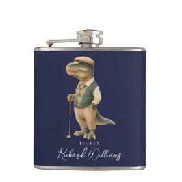 Petaca Tee-Rex Golfer Dinosaur Signature Name Navy Blue