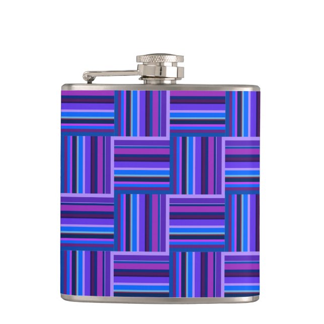 Petaca Tejidos de rayas azules y violetas (Anverso)