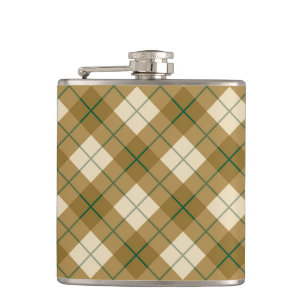 Petaca Tela escocesa diagonal en oro con la raya verde