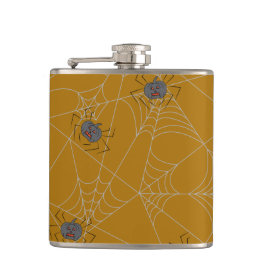 Petaca telaraña y calabazas de Halloween