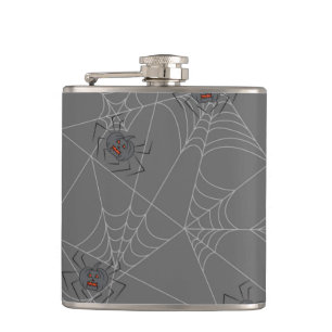 Petaca telaraña y calabazas de Halloween