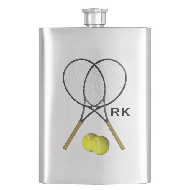 Petaca Tema de deporte de tenis de dobles con monograma (Anverso)