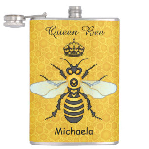 Petaca Texto del personalizado de la corona de la abeja