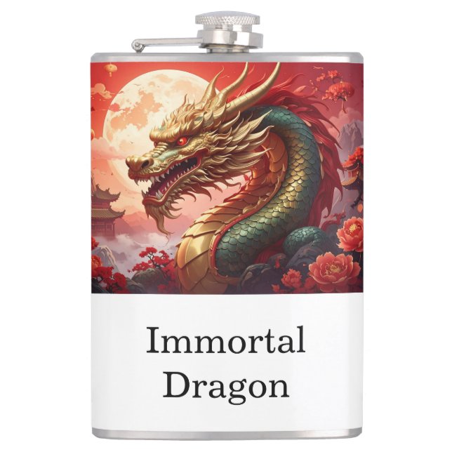Petaca Texto personalizado de dragón (Anverso)