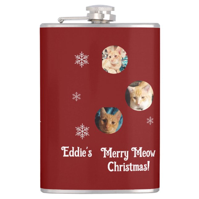 Petaca Three Cats Photos, Personalized Christmas  (Anverso)