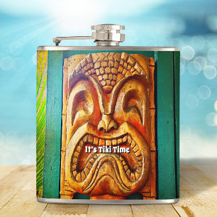 Petaca Tiempo de Tiki Tropical Divertido Feroz Vintage Re