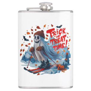 Petaca Tiempo de truco o truco: diseño divertido de esqui