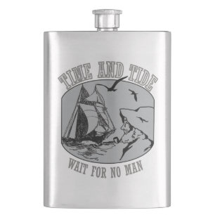 Petaca Tiempo del marinero antiguo y matraz clásico de ma