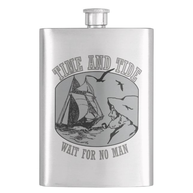 Petaca Tiempo del marinero antiguo y matraz clásico de ma (Anverso)