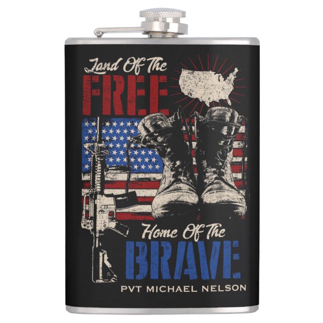 Petaca Tierra del Hogar Libre de los Valientes (Anverso)