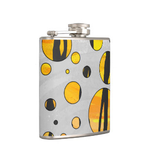 Petaca Tigre de punto de polka impresión negro y Naranja