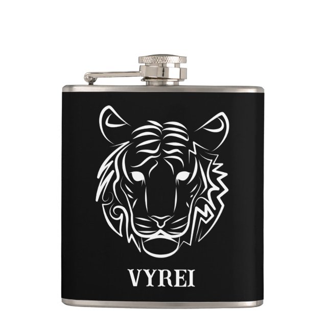 Petaca Tigre tribal blanco y negro (Anverso)