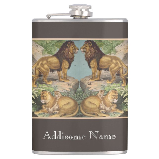 Petaca Tigres de leones de gato grande, leopardos, animal (Anverso)