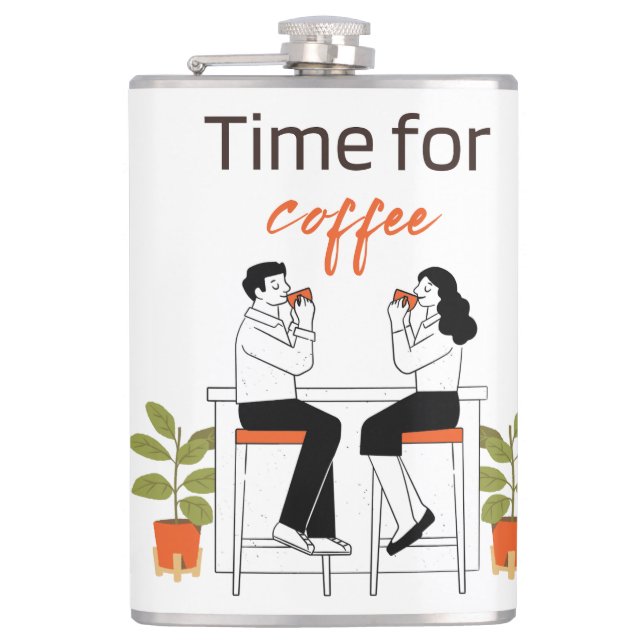Petaca Time for Coffee Cute Couple Illustratio Mug, 15 oz (Anverso)