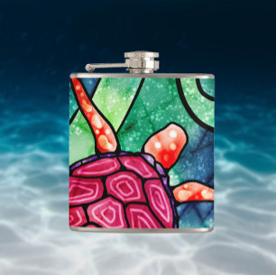 Petaca Típica tortuga marina colorida estilo de batik