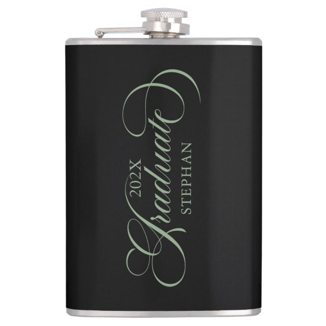 Petaca Tipografía de guión verde de segmento elegante (Anverso)