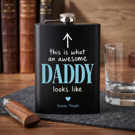 Petaca Tipografía Impresionante Papá Frasco Negro y Azul