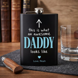 Petaca Tipografía Impresionante Papá Frasco Negro y Azul
