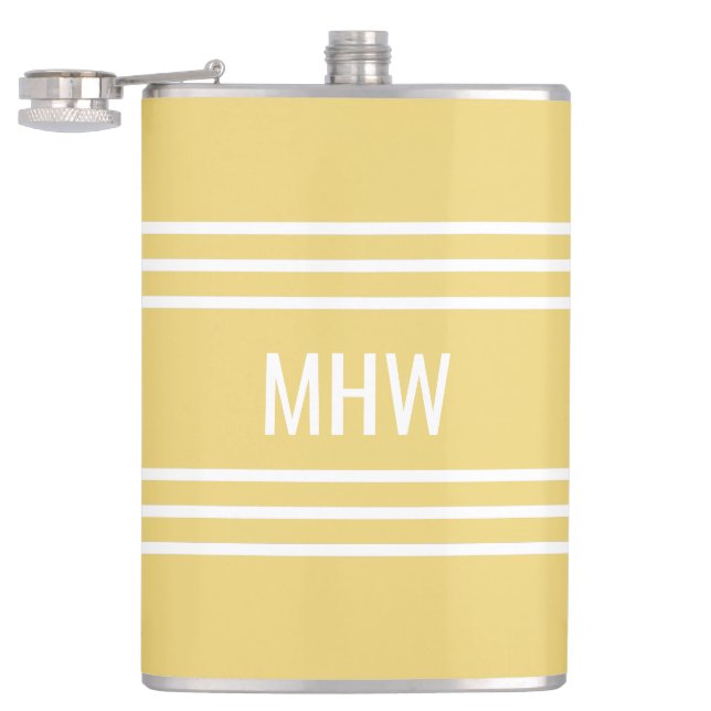 Petaca Tiras amarillas personalizado máscara de monograma (Abierto)