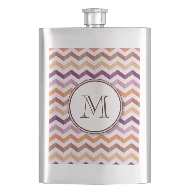 Petaca Tiras de Chevron de Candy Rosa de Pluma y Monogram (Anverso)