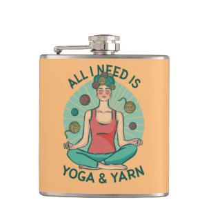 Petaca Todo lo que necesito es yoga y frases de yarne