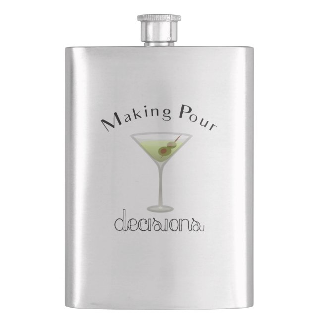 Petaca Tomar decisiones de amargura con vidrio Martini (Anverso)