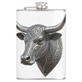 Petaca Toro de Plata Céltico Cabeza Viking Céltico