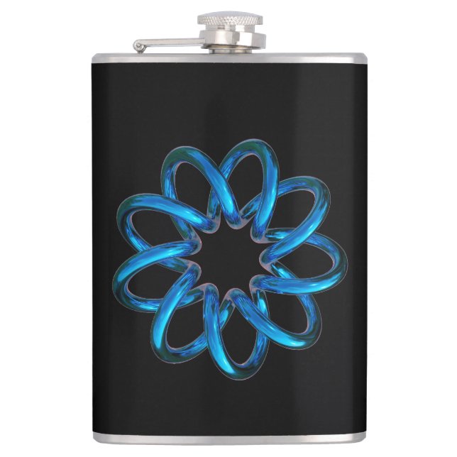 Petaca Toro metálico azul Knot (Anverso)