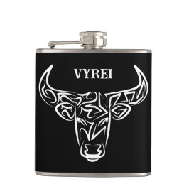 Petaca Toro tribal negro y blanco/Ox