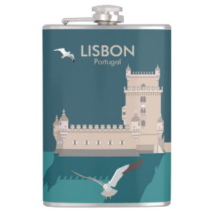 Petaca Torre de Lisboa de Belem al estilo de un afiche vi