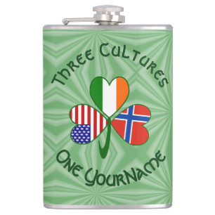 Petaca Trébol Personalizado Irlandés Americano Noruego