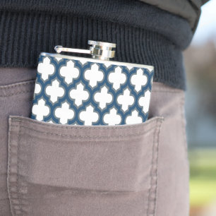 Petaca Trellis azul blanco y naval, Entramado, Quatrefoil