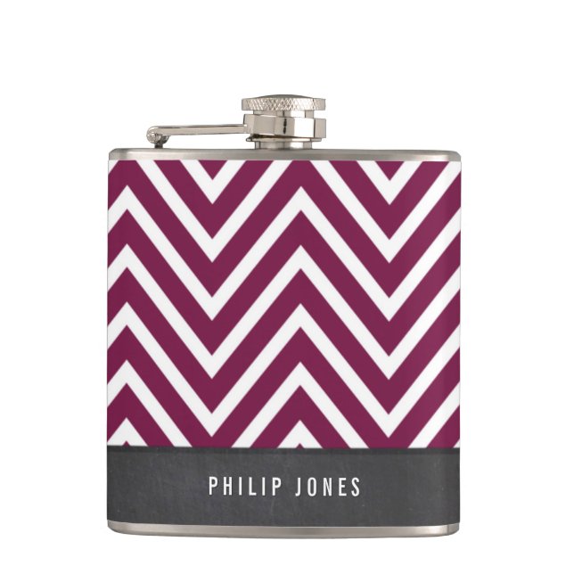 Petaca TRENDY chevron moderno patrón marrón gris ciruela (Anverso)