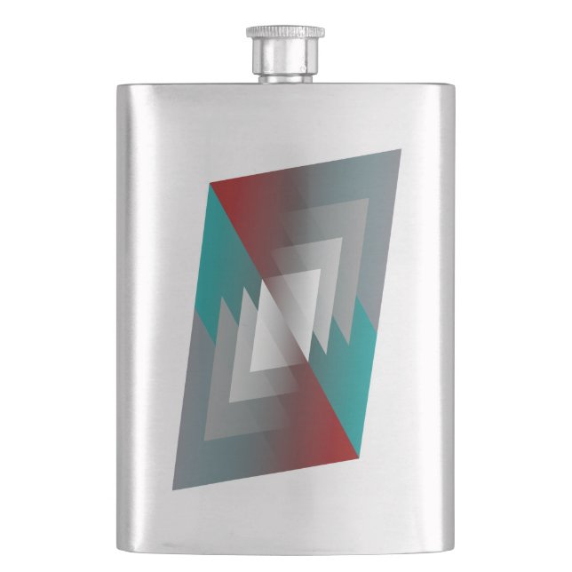 Petaca Triángulos grises verde azulados en burdeos (Anverso)