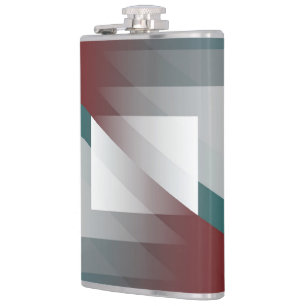 Petaca Triángulos grises verde azulados en burdeos