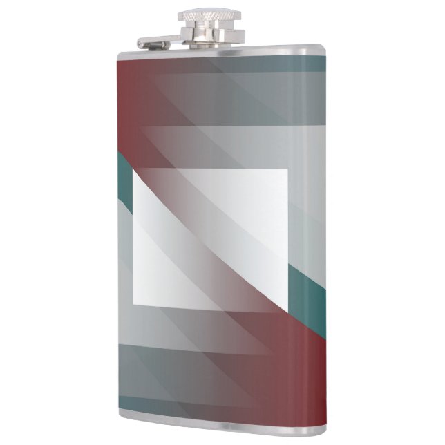 Petaca Triángulos grises verde azulados en burdeos (Izquierda)