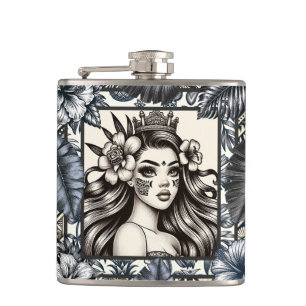 Petaca Tribal floral azul Princesa Polinesia