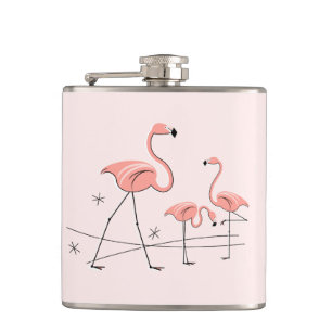 Petaca Trio de flamencos rosados 2 frasco envuelto