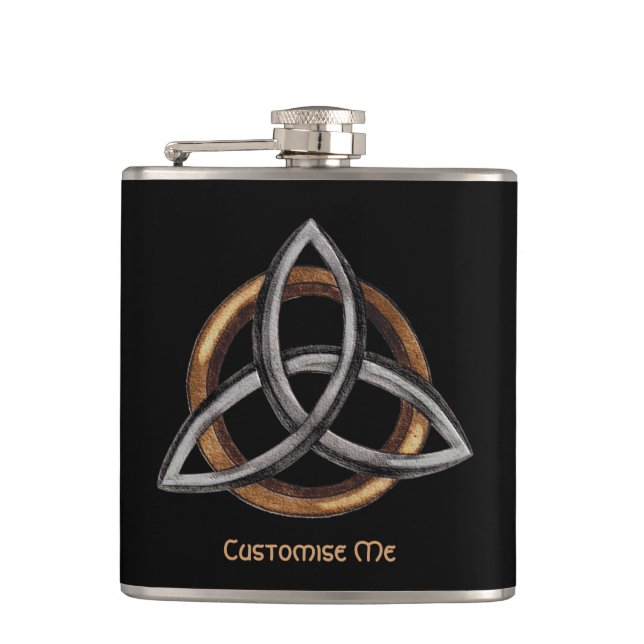 Petaca Triquetra (Marrón/Plata) (Anverso)