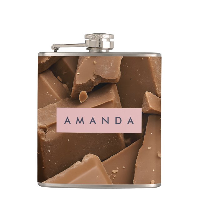 Petaca Trozos de Chocolate con Leche Cremoso Personalizad (Anverso)